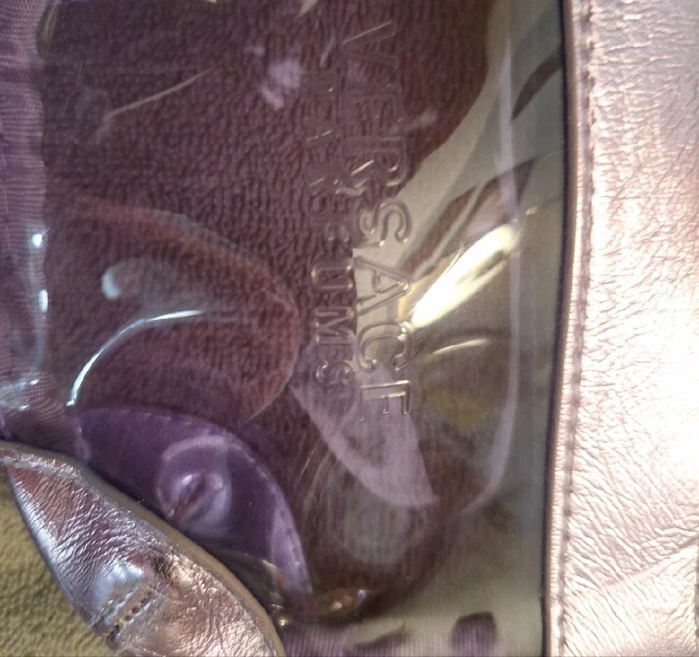 Versace Parfums Collection Metallic Lilac Clear Wristlet with Gold Hardware